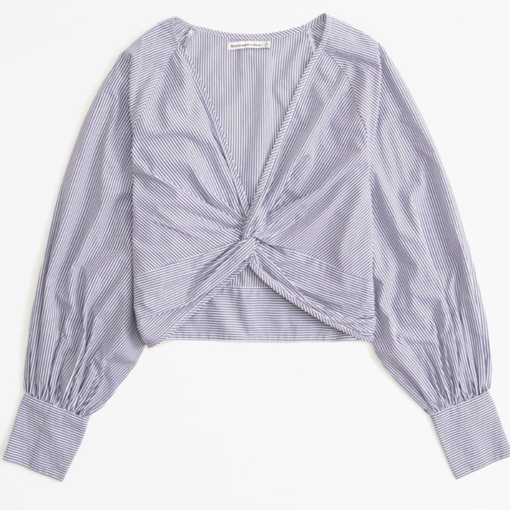 Abercrombie | Long-Sleeve Cropped Poplin Twist Top